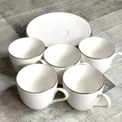 SONIA RYKIEL ポーセリン カップ＆ソーサー 5客セット 金縁 白磁