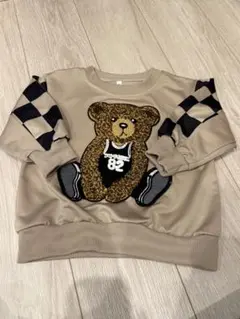 キッズ　クマ刺繍 ベージュ トレーナー　100㎝