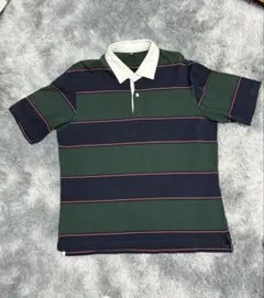 ストライプポロシャツ ダークグリーン ネイビー