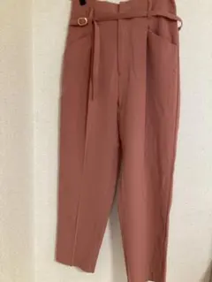 VIS ベルト付きテーパードパンツ ピンク