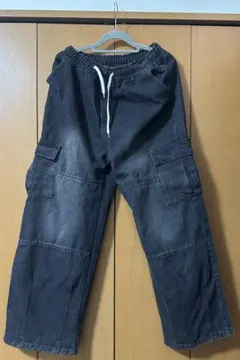 ダークグレー カーゴパンツ ゴムウエスト