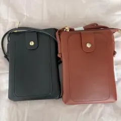 新品　スマホショルダーバッグ 黒と茶色 2色セット