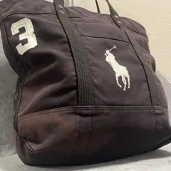 POLO RALPH LAURENトートバッグ ブラック/ホワイト サンフェード