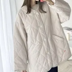 2/28まで【新品未使用】ノーカラー オーバーサイズ キルティング コート