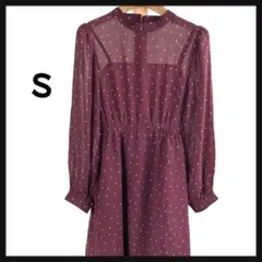SALE! ワンピース 長袖 レディース S 赤 水玉 ドット柄 春