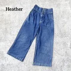 ヘザー【M】ワイドパンツ ハイウエスト ゆったり ゴムウエスト カジュアル 春