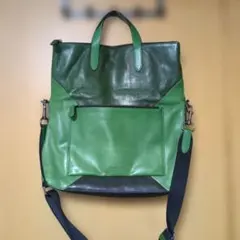 COACH 緑色 レザー ショルダーバッグ