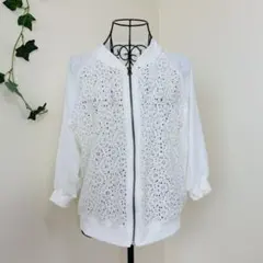 HK WORKS LONDON 異素材　花柄レース シフォンジャケット Lのサムネイル