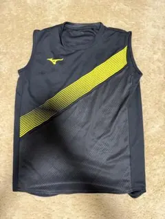 Mizuno タンクトップ 黒/黄 斜めストライプ ノースリーブ