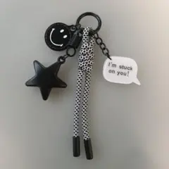 じゃらじゃらキーホルダー ミニチャーム パラコード ニコちゃん 星 ブラック