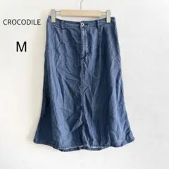 CROCODILE クロコダイル デニムスカート ひざ丈 ブルー M Aラインのサムネイル