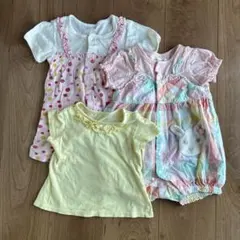 ベビー服 3点セット ピンクと白の水玉模様
