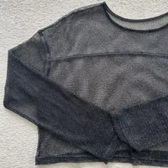 Kastane メッシュ 長袖 トップス ブラックのサムネイル