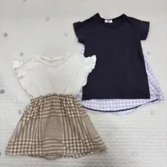 フリル袖 ギンガムチェック ワンピース size 80