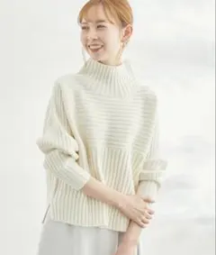 【ROPE PICNIC】ホワイト ニット サイズ40 M 白 リブ