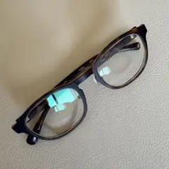 JINS ブラウンラウンド型メガネ 鼻パッド付き