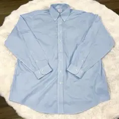 【美品】ブルックスブラザーズ 長袖シャツ ノンアイロン チェック　水色　2XL