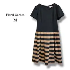 【Floral Garden】ドッキングワンピース　半袖　ボーダー　ブラック　Mのサムネイル