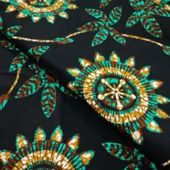 アフリカンプリント 1ヤード ブラック アフリカ布 ファブリック コットン