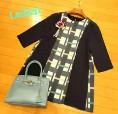 レリアン 近年モデル格子柄ライントップス オーバーブラウス11L