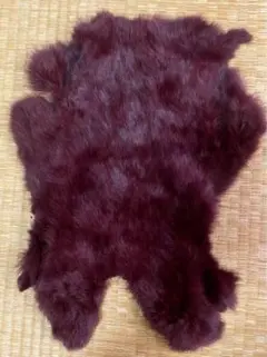 本革　うさぎ毛皮 ハラコ　ワインレッド　ハンドメイド　レザークラフト