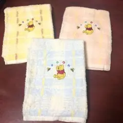 【即購入可】プーさん チェック柄タオル　未使用訳あり品