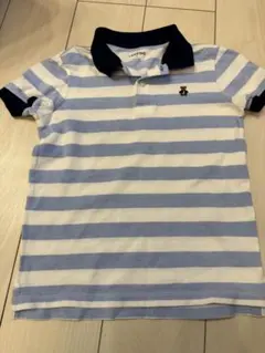 69.Lands' End 青白ストライプ ポロシャツ s