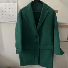 み*か様 緑色ウール風ロングコート