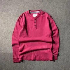 OLD UNIQLO 00s ヘンリーネック サーマル カットソー ロンT 赤
