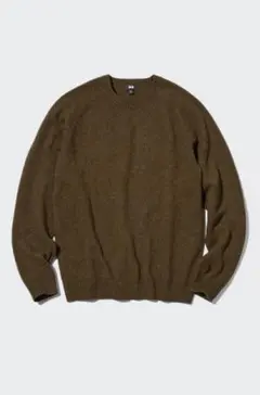UNIQLO プレミアムラムクルーネックセーター　ブラウン　L