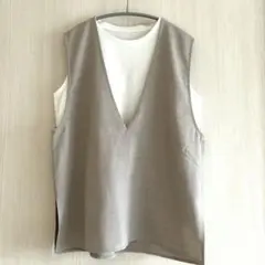 A DAY IN THE LIFE ☆リネンライク Vネックベスト＋ノースリーブ
