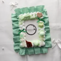 硬質ケース B7サイズ ホイップデコ ギンガムチェック黄緑 スイーツB7-168