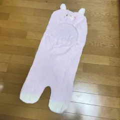 【超美品】うさぎ耳付きフリースおくるみ　新生児50〜80cm