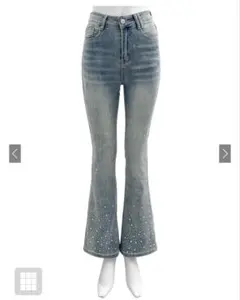 グレイル ビジューデニムフレアパンツ at2310 L