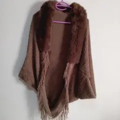 .548.お値下げ中！F.8タグ付き未使用、フェイクファー付きニットボレロ