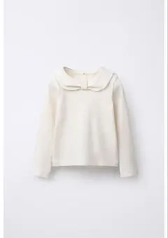 【新品未使用】ZARA リブ Tシャツ ピーターパンカラー 92cm 2歳 白