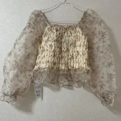 INGNI 花柄シャーリングブラウス アイボリー