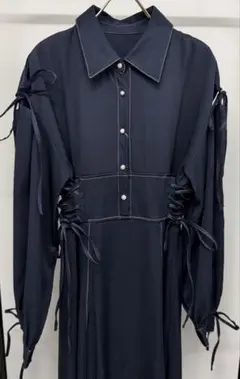 mily bile 肩空きリボン使いステッチ配色ワンピース　XL