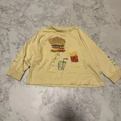 ハンバーガー柄 刺繍 長袖トレーナー イエローのサムネイル