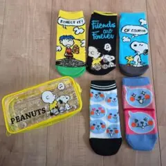 ソックス 5足セット(スヌーピー3、Qoo2 )