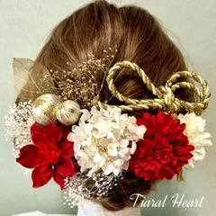 髪飾り卒業式 袴成人式 結婚式 〜赤のグラデ⭐︎紐リボン〜 ドライフラワー水引