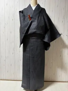 ۞ 259 着物リメイク ダーク系 波模様 ショート丈羽織・巻きスカート 