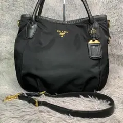 美品 PRADA プラダ トートバッグ 2way ショルダーバッグ 三角ロゴ