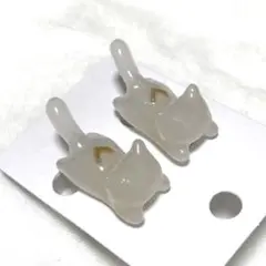 イヤリング　白猫　ハート
