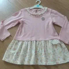 花柄スカート付きピンクチュニック130