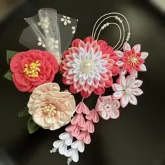 つまみ細工髪飾り　成人式、卒業式、七五三