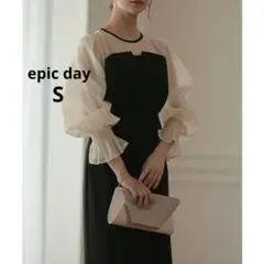 【epic day】 ボリュームスリーブシフォンロングワンピース ドレス 結婚式