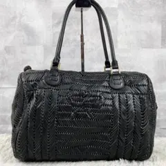 美品 アニヤハインドマーチ 2way ボストンバッグ ジャガード 鍵付き 総ロゴ 美品 アニヤハインドマーチ 2way ボストンバッグ ジャガード 鍵