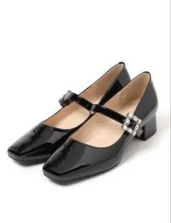 グローバルワーク　らくっションストラップヒールパンプス 黒Sサイズ