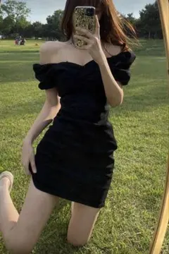 SHEIN ブラック ドレス 女子会 S